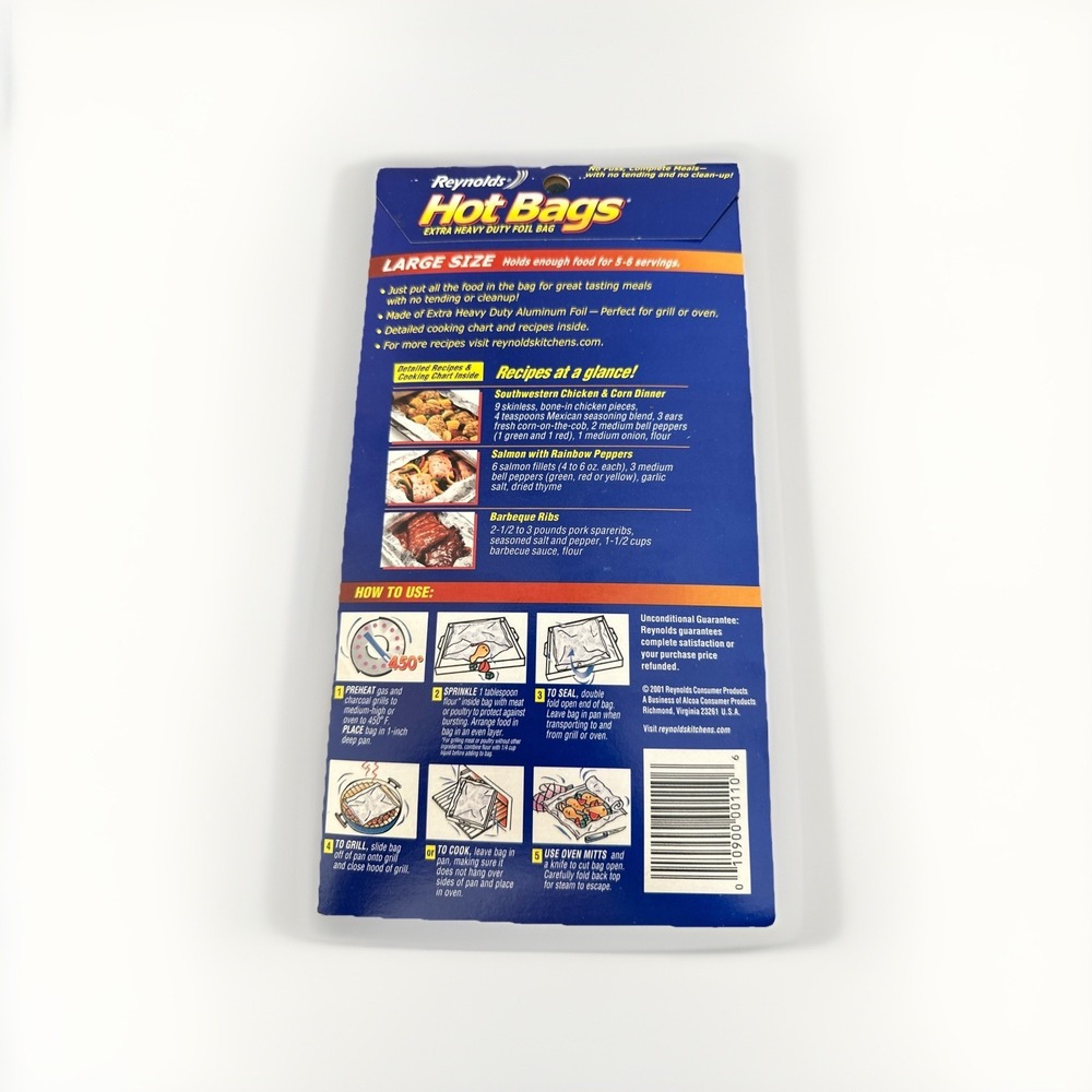 Reynolds Hot Bags Extra Heavy Duty Foil Bag Large Size Holds 5-6 Servings 2001 - Picture 2 of 2